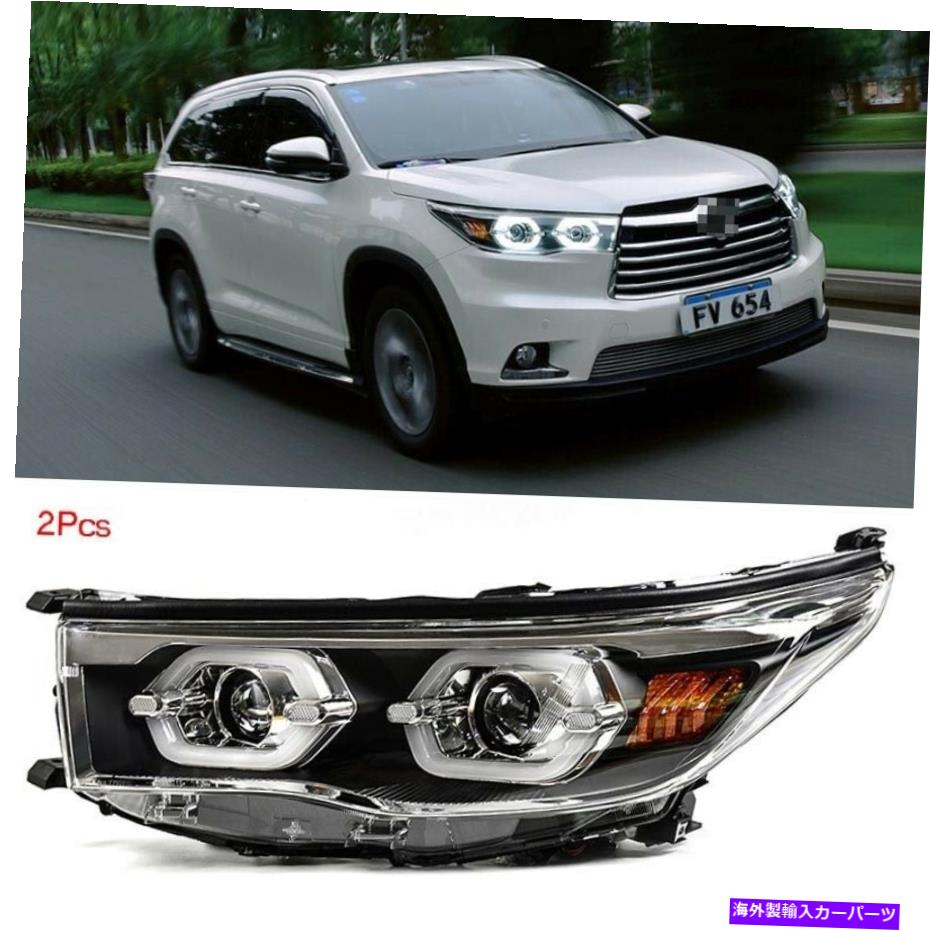 USヘッドライト トヨタハイランダー2015のための回転信号LEDヘッドライトDRL BIキセノンプロジェクターレンズ Turn Signal LED Headlight DRL Bi Xenon Projector Lens For Toyota Highlander 2015【並行輸入品】