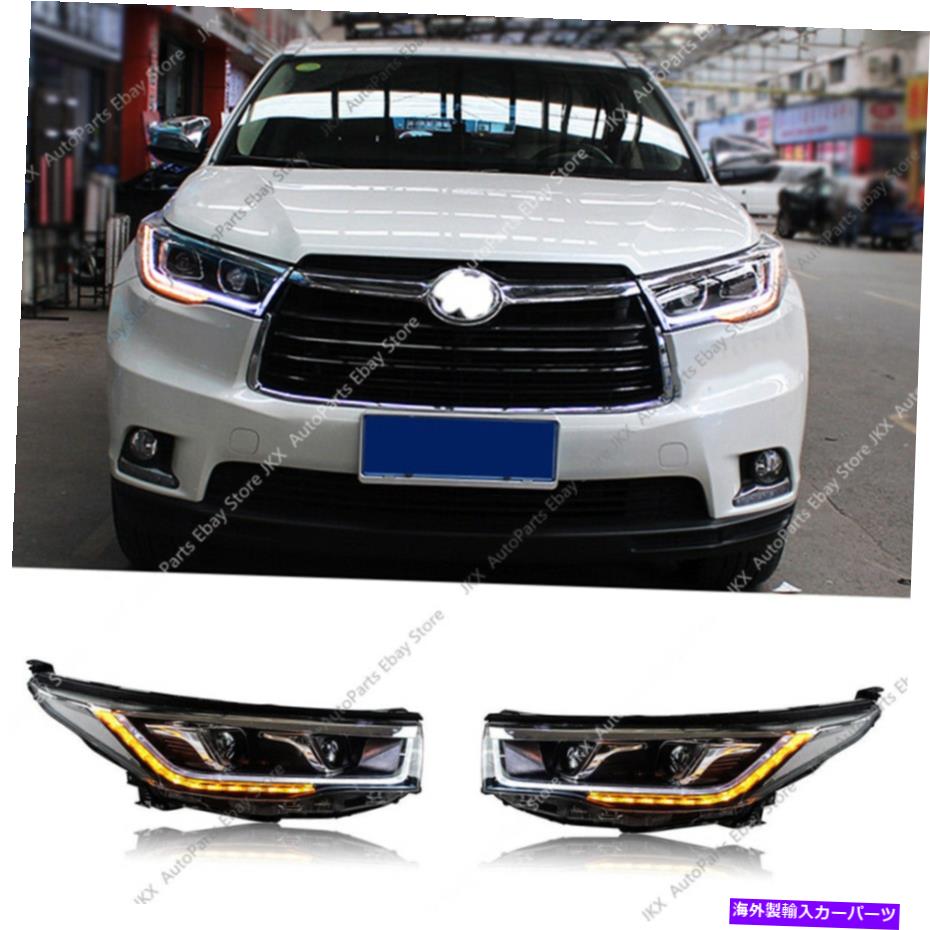USヘッドライト LED DRLヘッドライトHIDシグナルストライプハイ＆ロービーム用トヨタハイランダ14-16 LED DRL Headlight HID Signal Stripe High & Low Beam For Toyota Highlander 14-16【並行輸入品】