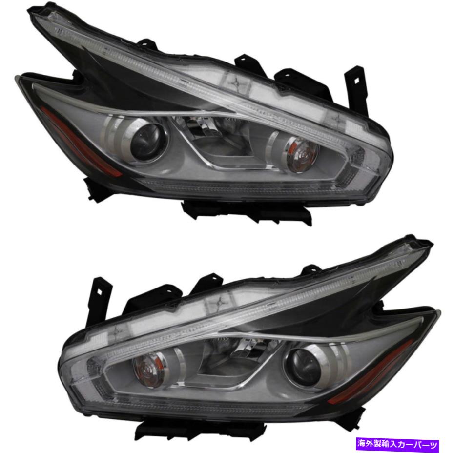 USヘッドライト 2015-2016日産ムラノのためのハロゲンヘッドライトヘッドライトアセンブリペアセット Halogen Headlights Headlight Assembly Pair Set for 2015-2016 Nissan Murano【並行輸入品】