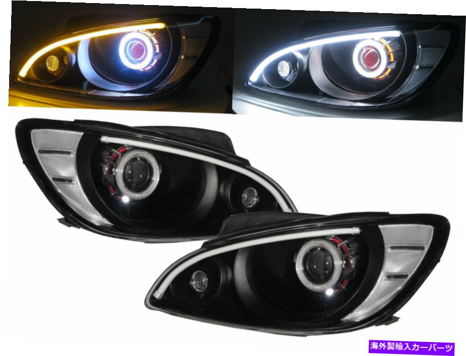 USヘッドライト Getz / Click 05-11 Facelift CCFLプロジェクターLEDバーヘッドライトブラックHYUNDAI LHD Getz/Click 05-11 FACELIFT CCFL Projector LED Bar Headlight Black for HYUNDAI LHD【並行輸入品】