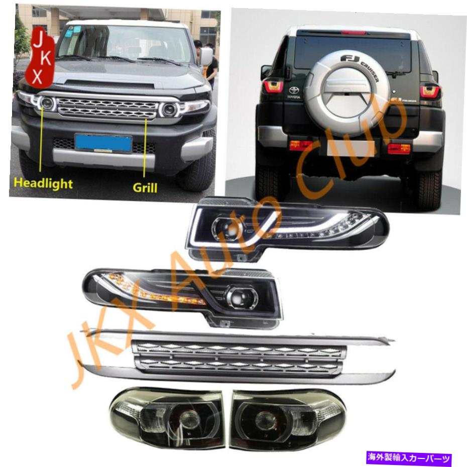 USヘッドライト LEDハローヘッドライトW /グリルとTaillights Kit for Toyota FJ Cruiser 2007-2016 LED Halo Headlights w/ Grille and Taillights Kit For Toyota FJ Cruiser 2007-2016【並行輸入品】