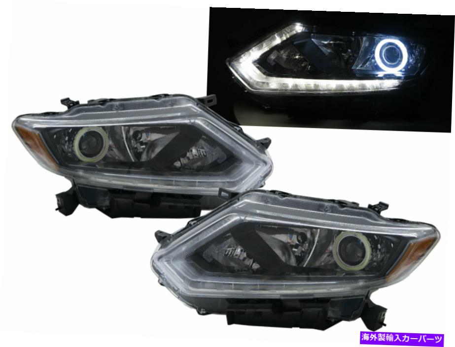 USヘッドライト X-TRAIL 13-16 SUV COBプロジェクターLEDバーヘッドライトW /モーターブラックLHD X-TRAIL 13-16 SUV COB Projector LED Bar Headlight W/ Motor Black for NISSAN LHD【並行輸入品】