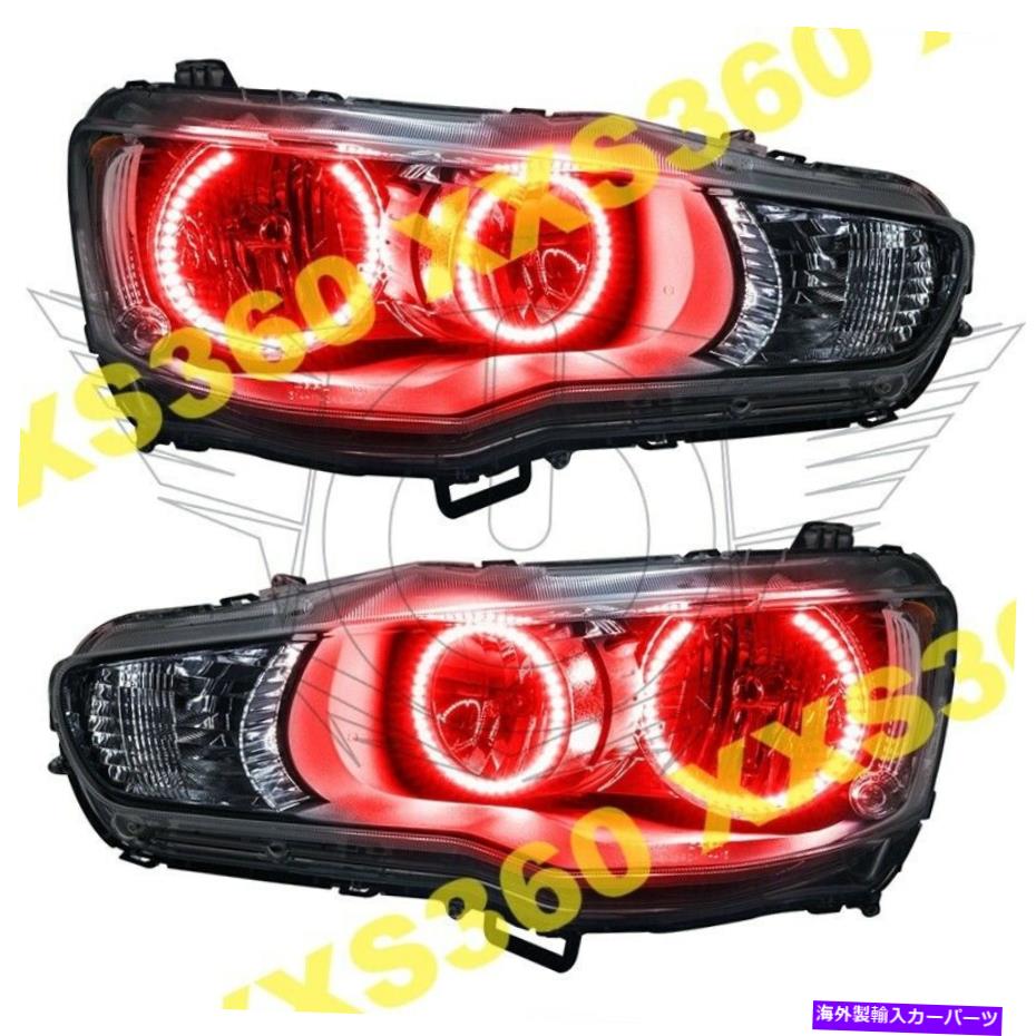 USヘッドライト 三菱ランサーのためのOracle Haloヘッドライト08-17赤いLEDの天使の目 ORACLE Halo HEADLIGHTS for Mitsubishi Lancer 08-17 RED LED Angel Eyes【並行輸入品】