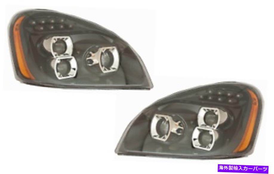 USヘッドライト 新しいLEDプロジェクターヘッドライトW / LED DRLペアFreightLiner Cascadia New LED Projector Headlight w/LED DRL PAIR FOR 2008-2017 Freightliner Cascadia【並行輸入品】