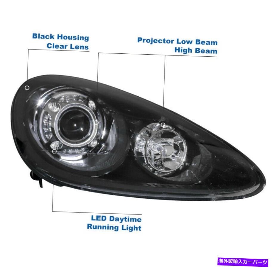 USヘッドライト 2011-2014 Porsche Cayenne HID LEDブラックプロジェクターヘッドライト+ブルーDRLランプ For 2011-2014 Porsche Cayenne HID LED Black Projector Headlights +Blue DRL Lamps【並行輸入品】