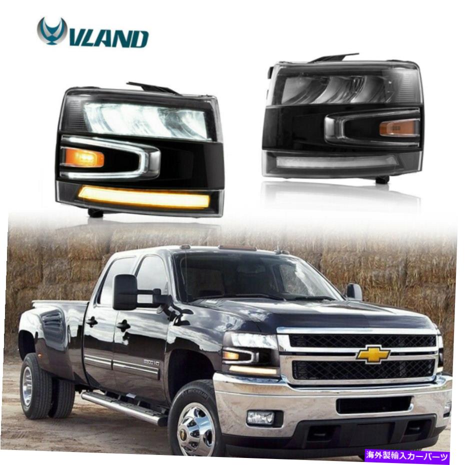 USヘッドライト 2007年から2013年のシボレーSilveradoフロントランプのための2pcs LEDプロジェクターのヘッドライト 2PCS LED Projector Headlights For 2007-2013 Chevrolet Silverado Front Lamp【並行輸入品】