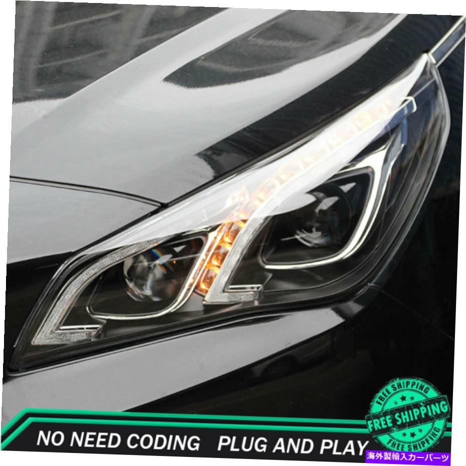 USヘッドライト Hyundai Sonata 9ヘッドライトアセンブリ15-17 HIDキセノンビームプロジェクターLED DRL For Hyundai Sonata 9 Headlight Assemblies 15-17 HID Xenon Beam Projector LED DRL【並行輸入品】