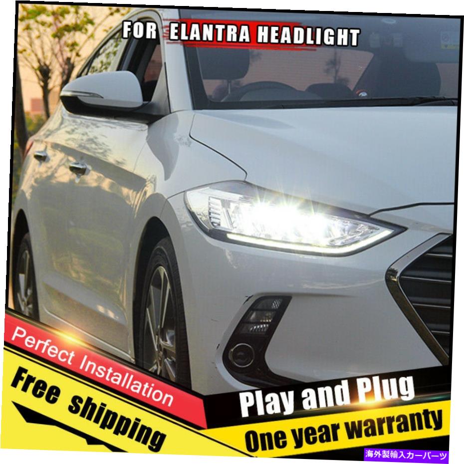 USヘッドライト Hyundai ElantraヘッドライトアセンブリLEDレンズダブルビームLEDキット2017-2018 For Hyundai Elantra Headlight assembly LED Lens Double Beam LED KIT 2017-2018【並行輸入品】