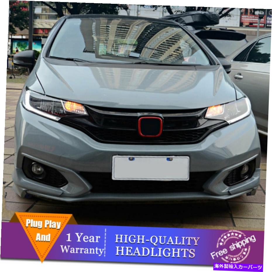 USヘッドライト アップグレード新しいスタイルがホンダフィットヘッドライトプロジェクターフルLED DRL 2015-2020 Upgrade New Styles Fit For Honda Fit Headlights Projector FULL LED DRL 2015-2020【並行輸入品】