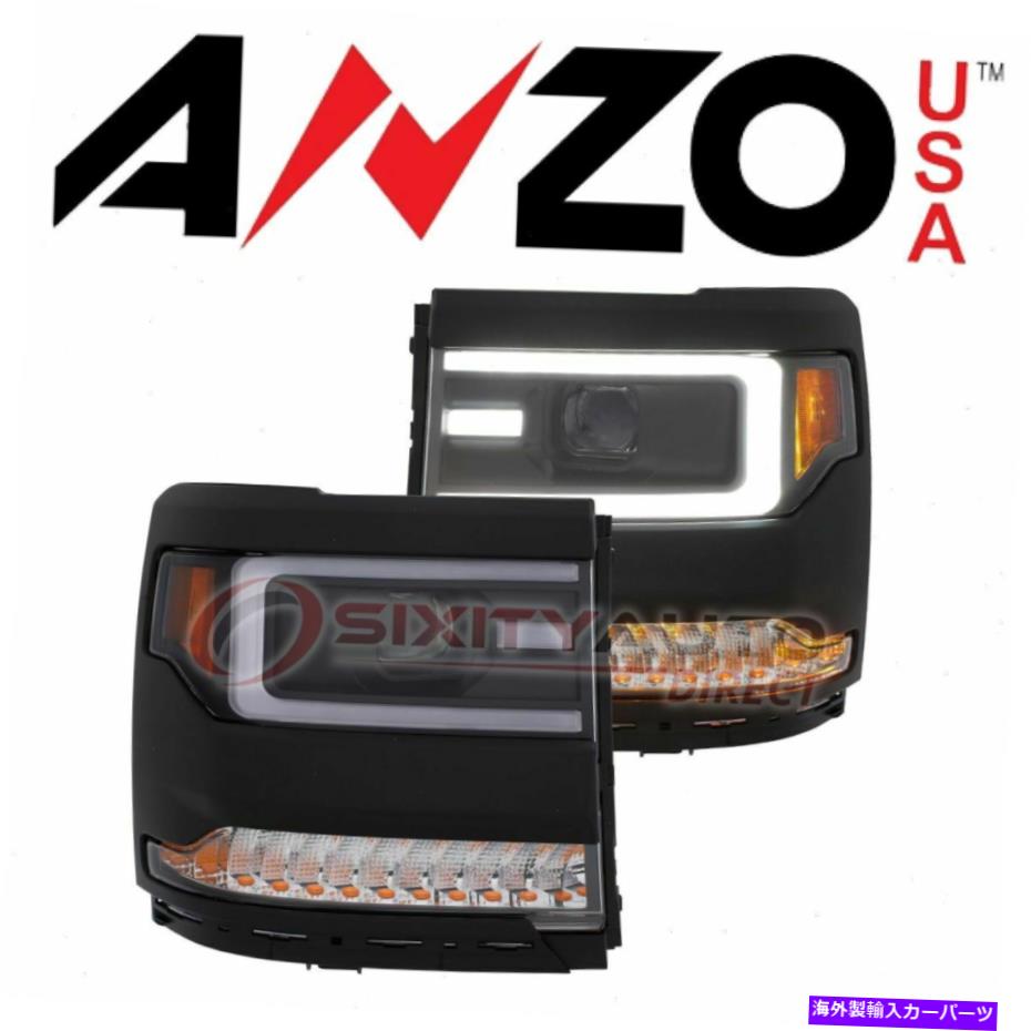 USヘッドライト Anzousa Headlight 2016-2017 Chevrolet Silverado 1500 - 電気ZM AnzoUSA Headlight Set for 2016-2017 Chevrolet Silverado 1500 - Electrical zm【並行輸入品】