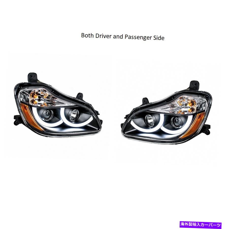 USヘッドライト 1ペアブラックプロジェクションヘッドライトLEDハローライトは2013-2021 Kenworth T680 NEW 1 pair Black Projection Headlight LED halo Light For 2013-2021 Kenworth T680 new【並行輸入品】