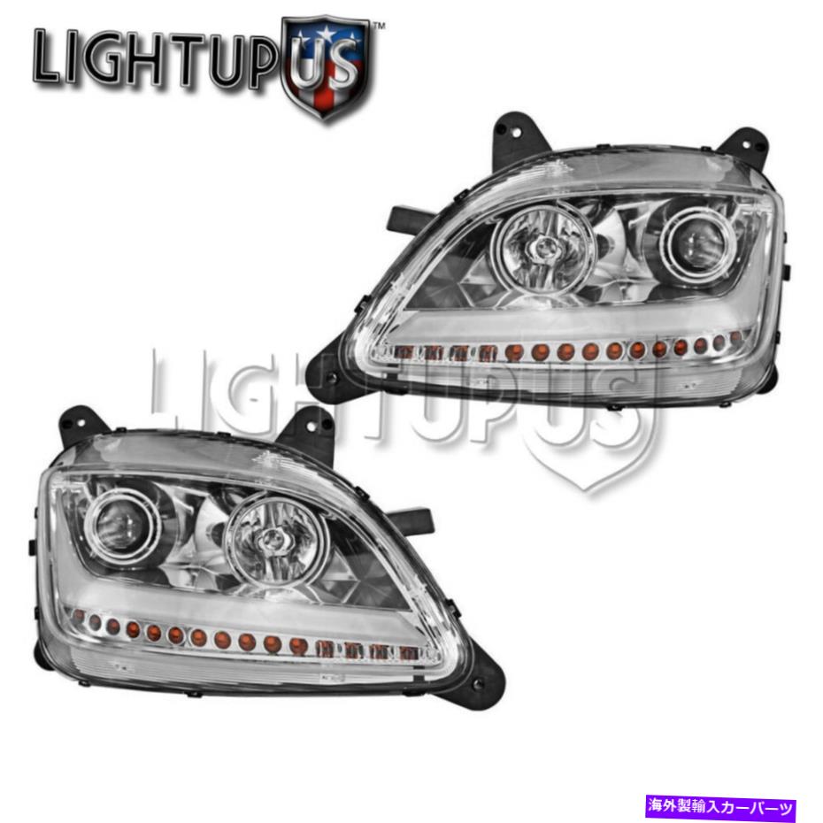 USヘッドライト 2014-2016 PeterBilt 579のための左右の側面のクロムLEDのヘッドライト Left Right Sides Pair Chrome LED Headlights for 2014-2016 PETERBILT 579【並行輸入品】