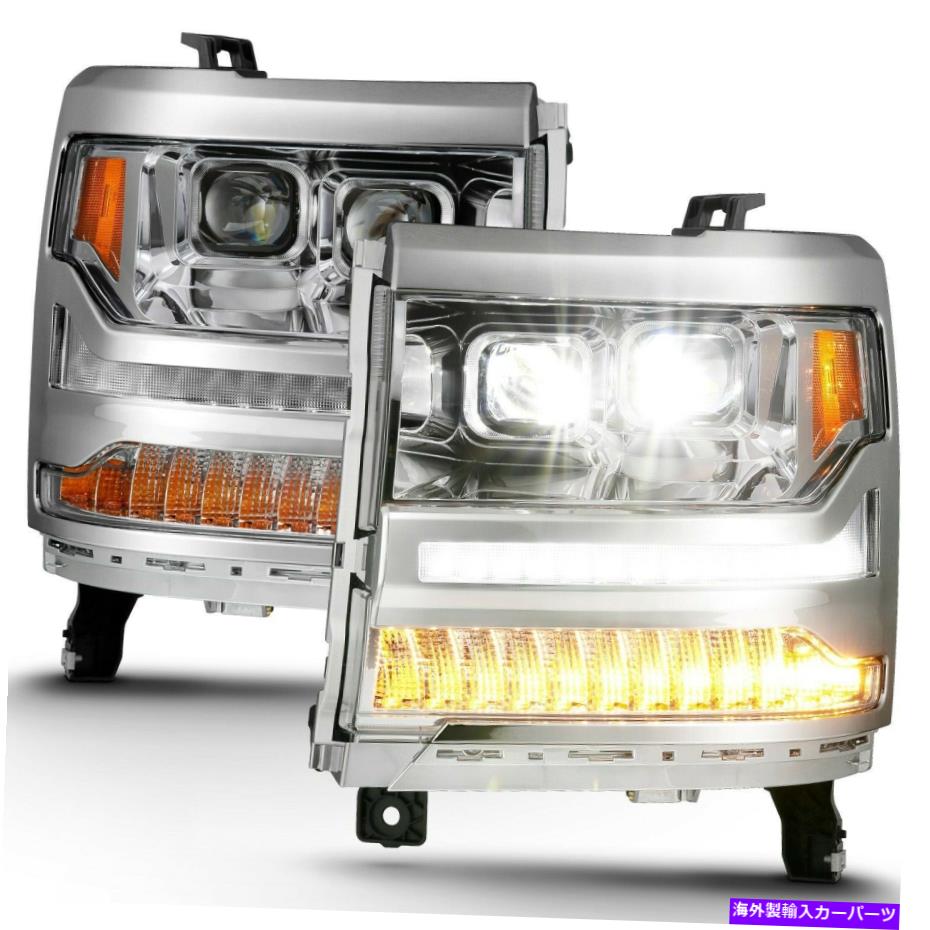 USヘッドライト Anzo 111421 ChromeフルLEDヘッドライトは2016-2018 Silverado 1500 LT LS WT Anzo 111421 Chrome Full LED Headlights for 2016-2018 Silverado 1500 LT LS WT【並行輸入品】