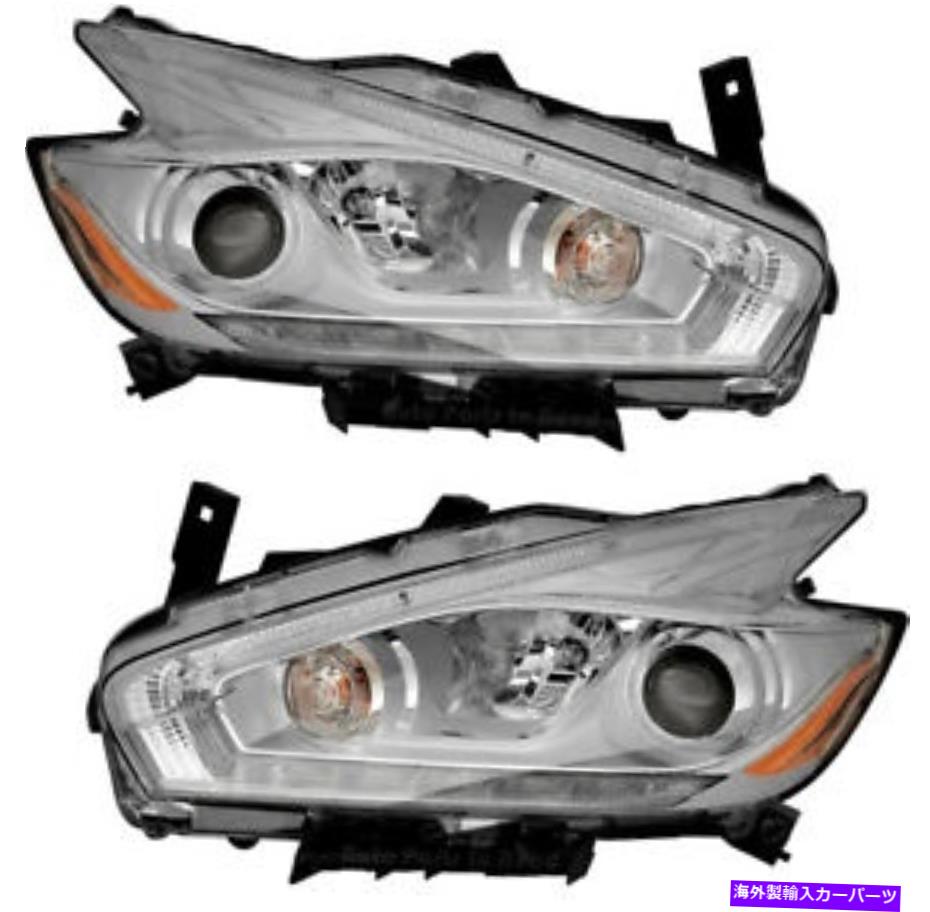 USヘッドライト 2017-2018日産ムラノのためのハロゲンヘッドライトヘッドライトアセンブリ新しいペアセット Halogen Headlights Headlight Assembly NEW Pair Set for 2017-2018 Nissan Murano【並行輸入品】