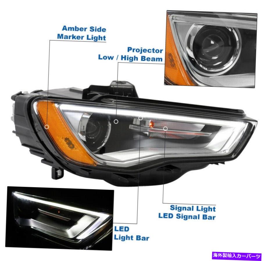 USヘッドライト 15-16 AUDI A3 QUATTRO S3 HID /非AFS LEDプロジェクターヘッドライトヘッドランプクローム For 15-16 Audi A3 Quattro S3 HID/Non-AFS LED Projector Headlight Headlamp Chrome【並行輸入品】