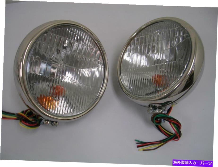 USヘッドライト 1930 1931フォードモデルステンレスヘッドライトWターン信号9インチ30 31 1930 1931 Ford Model A Stainless Headlights w Built in Turn Signal 9 Inch 30 31【並行輸入品】｜Us Custom Parts Shop USDM