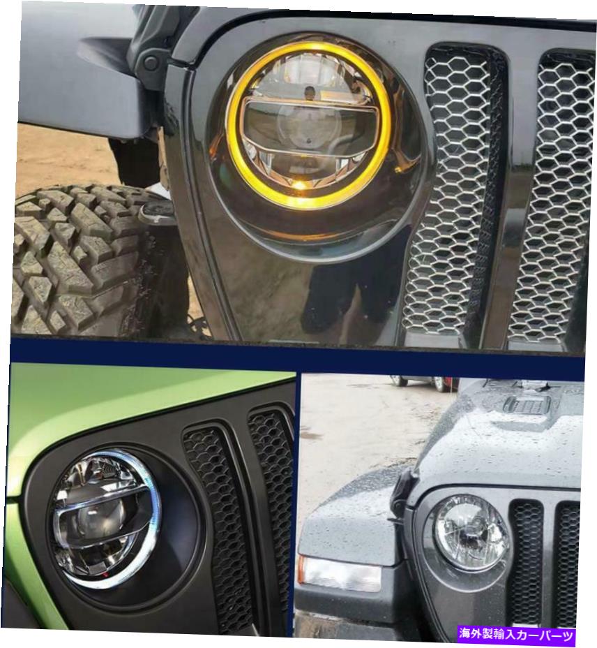 USヘッドライト Wrangler JL 2018-2020 2PCSすべてLEDヘッドライトHaloプロジェクターDRL 9 \