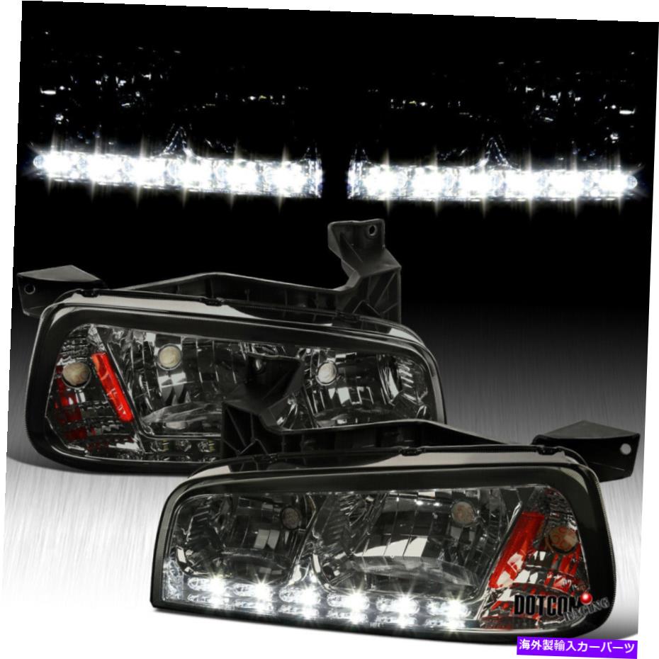 USヘッドライト 2006-2010 Dodge Charger 1pc SMD LEDヘッドライトコーナーランプ左+右 For 2006-2010 Dodge Charger 1PC Smoke SMD LED Headlights Corner Lamps Left+Right【並行輸入品】