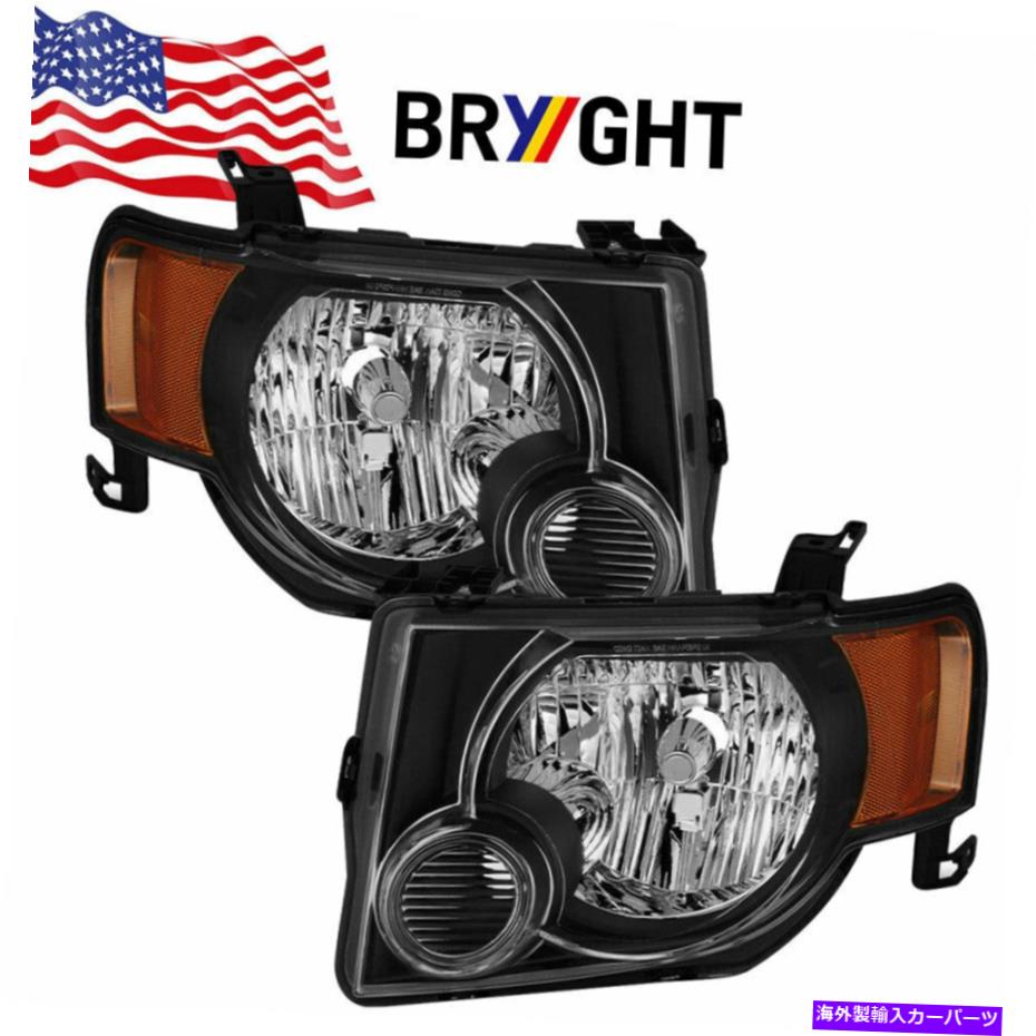 USヘッドライト 08-12フォードエスケープSUVブラックハウジングアンバーコーナーヘッドライトアセンブリランプ For 08-12 Ford Escape SUV Black Housing Amber Corner Headlights Assembly Lamps【並行輸入品】 45,080円
