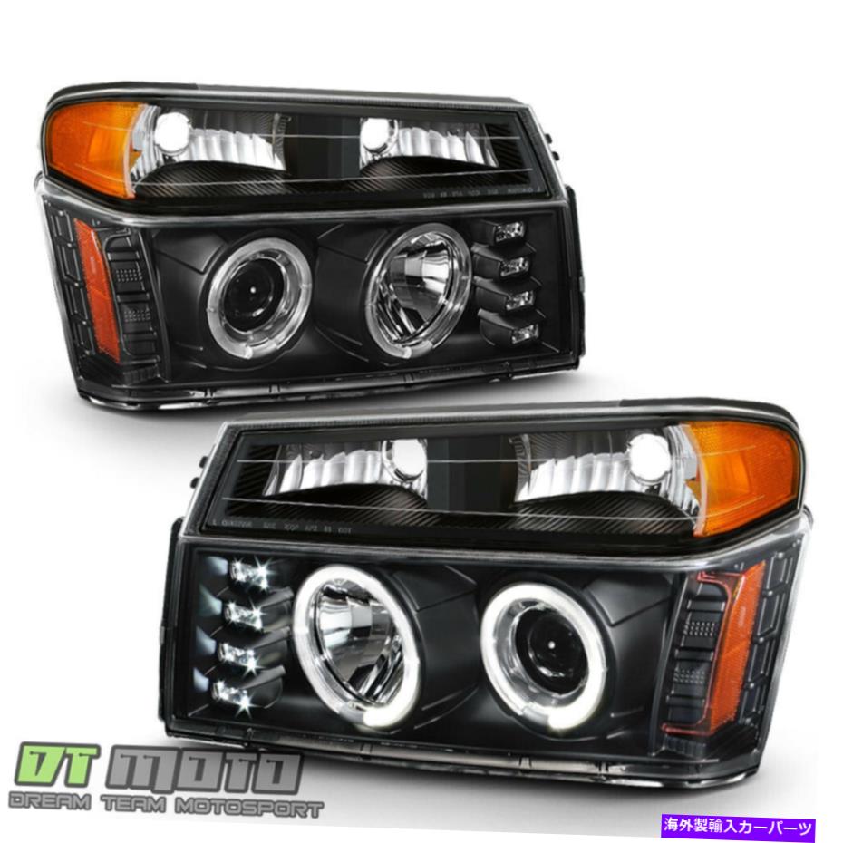USヘッドライト ブラック2004-2012シボレーコロラドキャニオンLED Haloプロジェクターヘッドライト+バンパーランプ Black 2004-2012 Chevy Colorado Canyon LED Halo Projector Headlights+Bumper Lamps【並行輸入品】