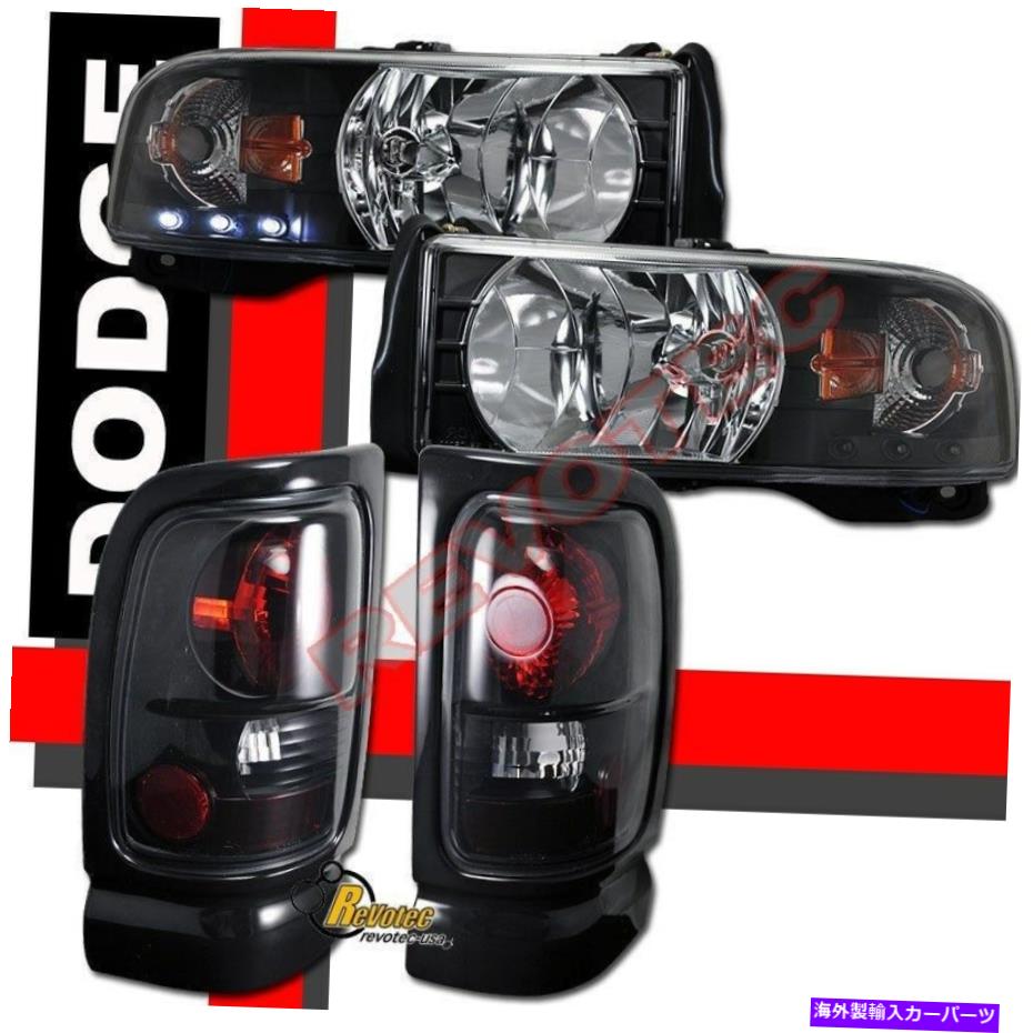 USヘッドライト 94-01 Dodge RAM 1500 2500 3500ブラックLEDヘッドライト+テールライトダークスモーク 94-01 Dodge Ram 1500 2500 3500 Black LED Headlights + Tail Lights Dark Smoke【並行輸入品】