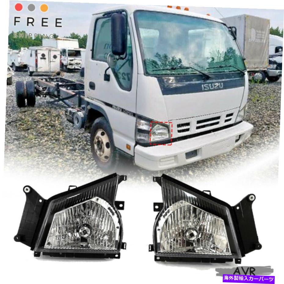 USヘッドライト 04 07 ISUZU NPR NQR GMC Wシリーズ05 06ヘッドライトブラックハウジング2 PCS Fit For 04 07 Isuzu NPR NQR GMC W-Series 05 06 Headlights Black Housing 2 pcs【並行輸入品】