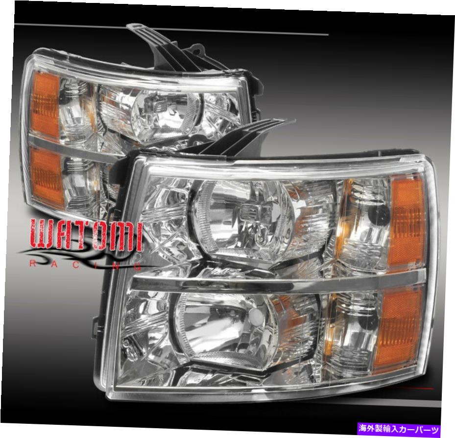 USヘッドライト 07-13 Chevy Silverado / 14 2500 HD / 3500 HDピックアップクリスタルヘッドライトクローム/アンバー 07-13 CHEVY SILVERADO/14 2500 HD/3500 HD PICKUP CRYSTAL HEADLIGHTS CHROME/AMBER【並行輸入品】