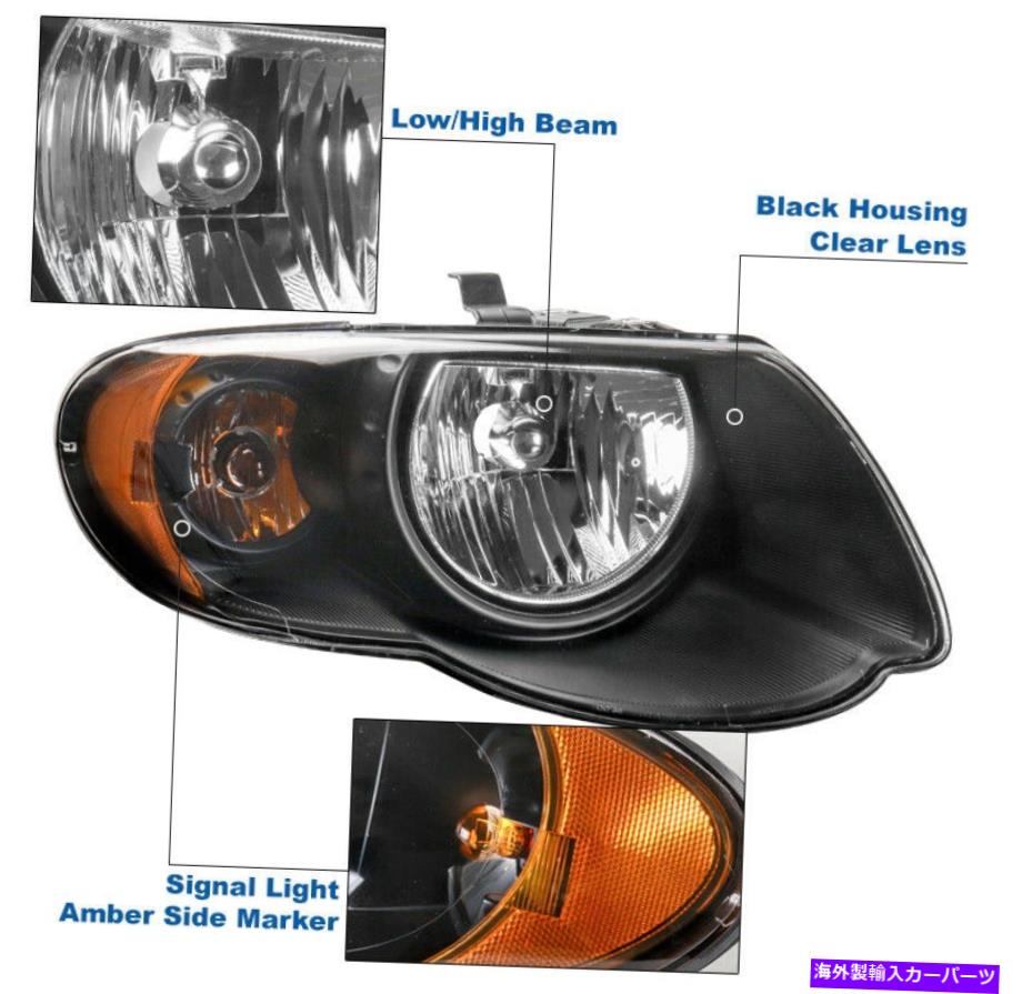 USヘッドライト 2005年から2007年のChrysler Town＆Country Vanブラックヘッドライト+バンパーブルーLED DRL For 2005-2007 Chrysler Town & Country Van Black Headlights +Bumper Blue LED DRL【並行輸入品】