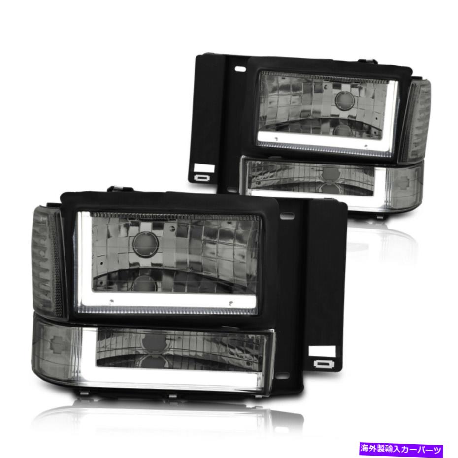 USヘッドライト 91-94フォードエクスプローラL字型LED DRLヘッドライト+バンパーランプクリアサイドスモークサイド For 91-94 Ford Explorer L-Shape LED DRL Headlight+Bumper Lamp Clear Side Smoked【並行輸入品】|Us Custom Parts Shop USDM