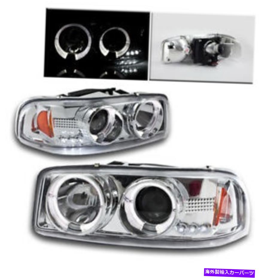 USヘッドライト 1999-2006 GMCシエラユコンデナリクロームセットハローLEDプロジェクターヘッドライトランプ 1999-2006 GMC SIERRA YUKON DENALI CHROME SET HALO LED PROJECTOR HEADLIGHTS LAMP【並行輸入品】 45,080円