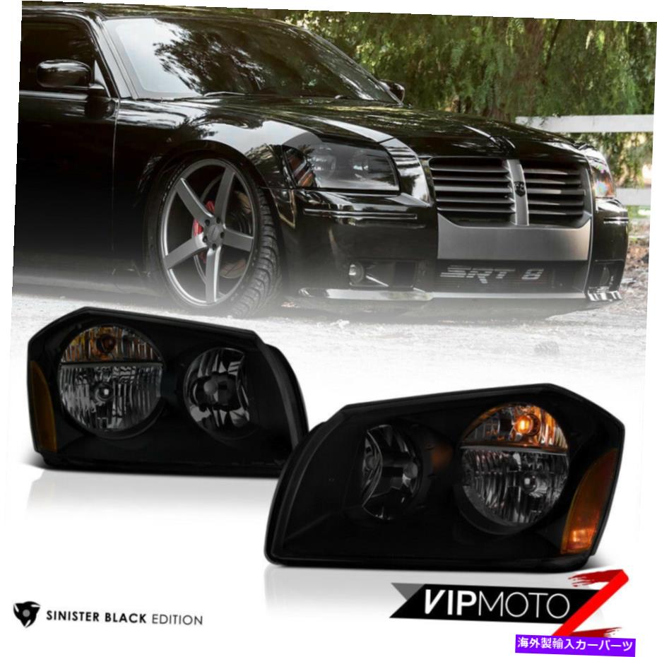 USヘッドライト 05-07 DODGE MAGNUM SE STR SXT SXT [SINISTER BLACK]スモークヘッドライトアセンブリ For 05-07 Dodge Magnum SE SRT SXT RT [SINISTER BLACK] Smoke Headlights Assembly【並行輸入品】