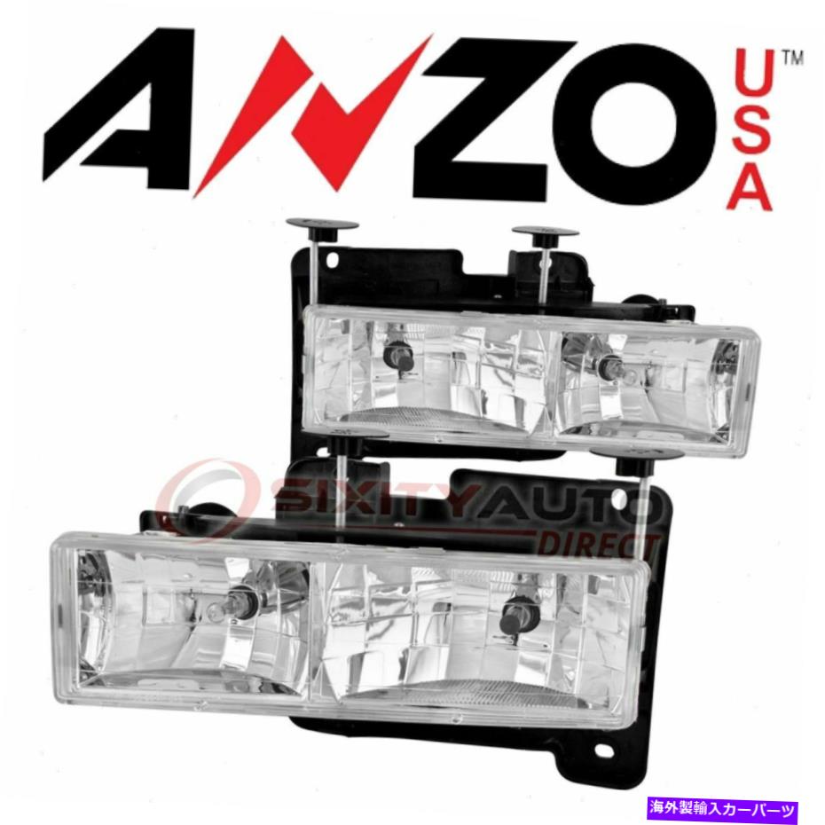 USヘッドライト 1988-1991 GMC R3500のためのアンツァーサヘッドライトセット - 電気照明ボディPU AnzoUSA Headlight Set for 1988-1991 GMC R3500 - Electrical Lighting Body pu【並行輸入品】