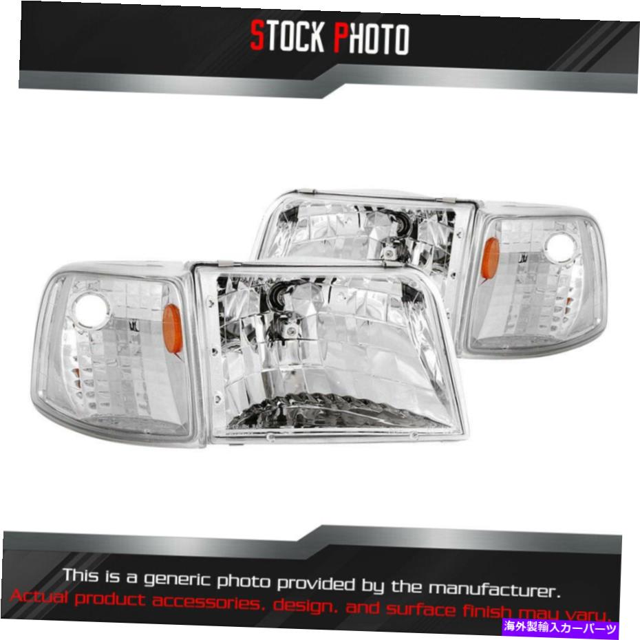 USヘッドライト 1993年フォードレンジャー111119のコーナーライトとアナゾクロームユーロヘッドライト Anzo Chrome Euro Headlights with Corner Lights for 1993 Ford Ranger 111119【並行輸入品】
