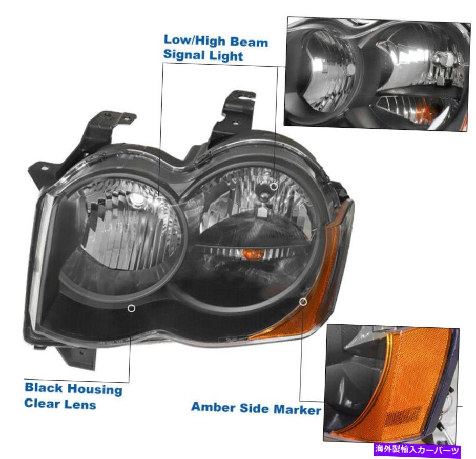 USヘッドライト 2008-2010ジープグランドチェロキーブラックハロゲンヘッドライト+バンパーブルーLED DRL For 2008-2010 Jeep Grand Cherokee Black Halogen Headlights +Bumper Blue LED DRL【並行輸入品】