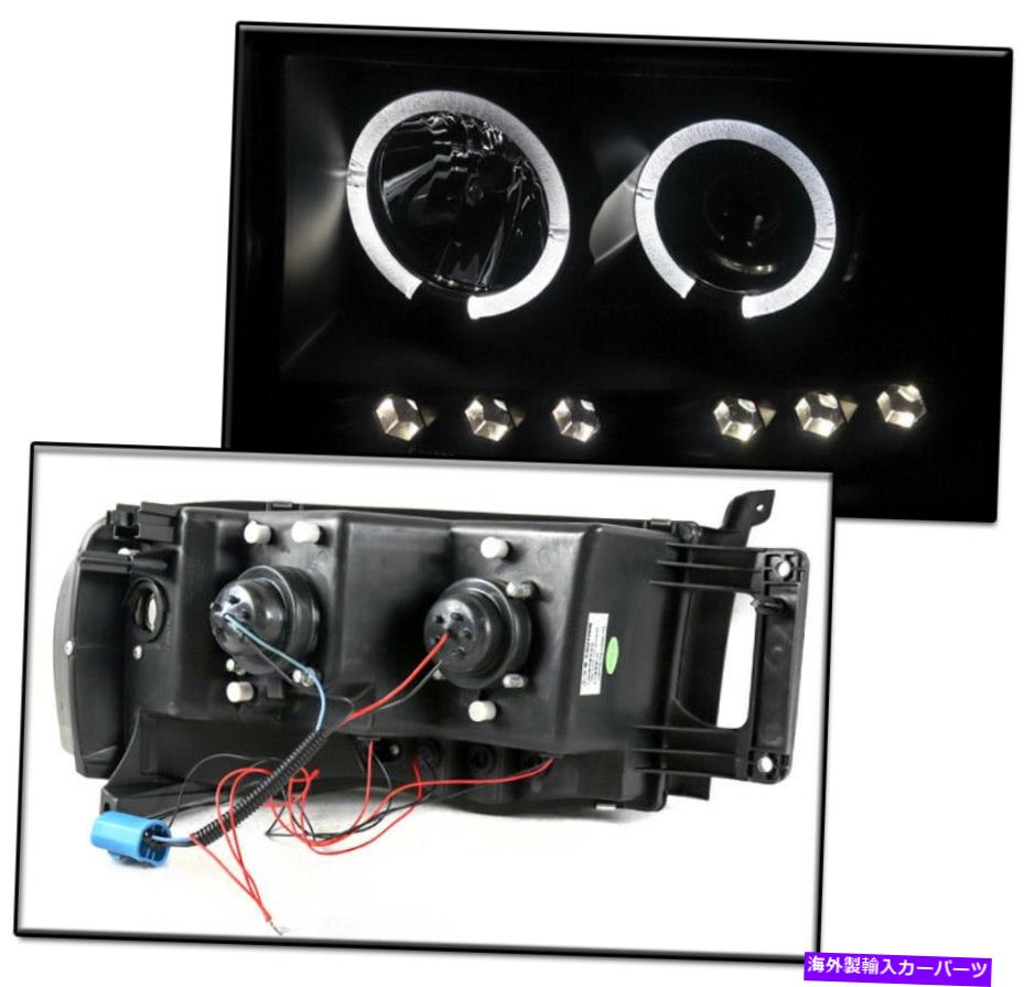 USヘッドライト 2002-2005のDodge Ramブラック/スモークレンズLED Halo Projector Headlights Lamps New FOR 2002-2005 DODGE RAM BLACK/SMOKE LENS LED HALO PROJECTOR HEADLIGHTS LAMPS NEW【並行輸入品】