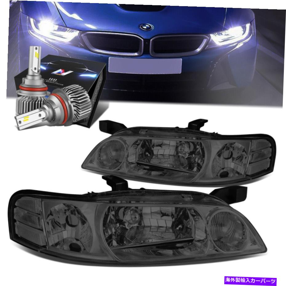 USヘッドライト 2ピーススモーククリアサイドヘッドライトランプ+スリムLED HIDキット00-01日産アルティマ 2PCS SMOKED CLEAR SIDE HEADLIGHT LAMPS+SLIM LED HID KIT FOR 00-01 NISSAN ALTIMA【並行輸入品】