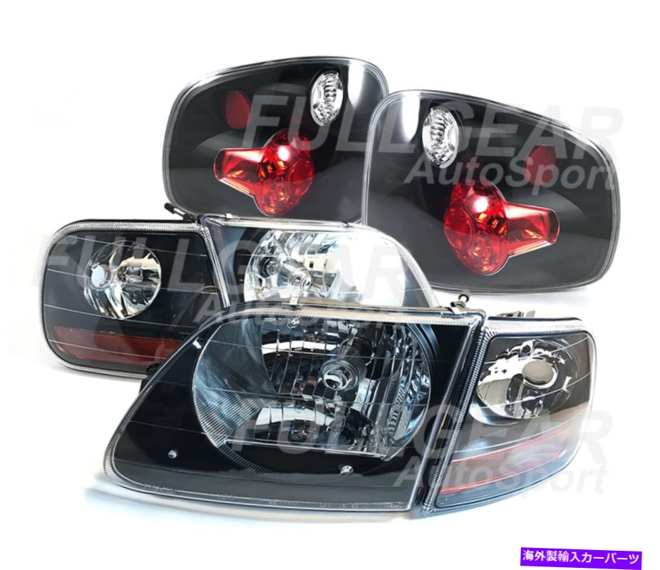 USヘッドライト Ford F-150 1997.8-2000のためのブラックSVTスタイルのヘッドライトコーナー＆ブラックテールライト BLACK SVT STYLE HEADLIGHT CORNER & BLACK TAIL LIGHT FOR FORD F-150 1997.8-2000【並行輸入品】
