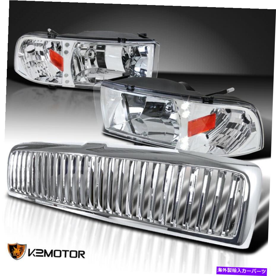 USヘッドライト Dodge 94-01 RAM 1500 Chrome LEDヘッドライト+ Chrome垂直グリル Dodge 94-01 Ram 1500 Chrome LED Headlights+Chrome Vertical Grille【並行輸入品】