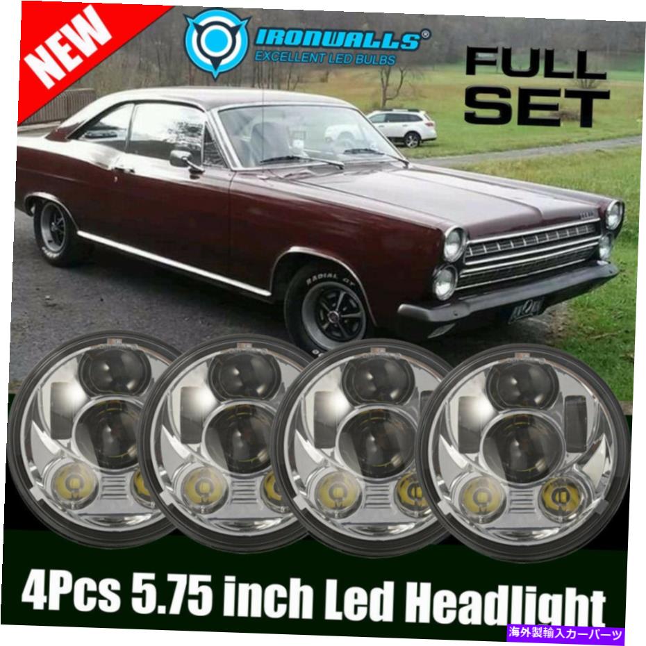 USヘッドライト 4X 5-3 / 4「5.75」LEDプロジェクターヘッドライトDRLフィットMercury Capri 1966-1967 1970-77 4x 5-3/4\