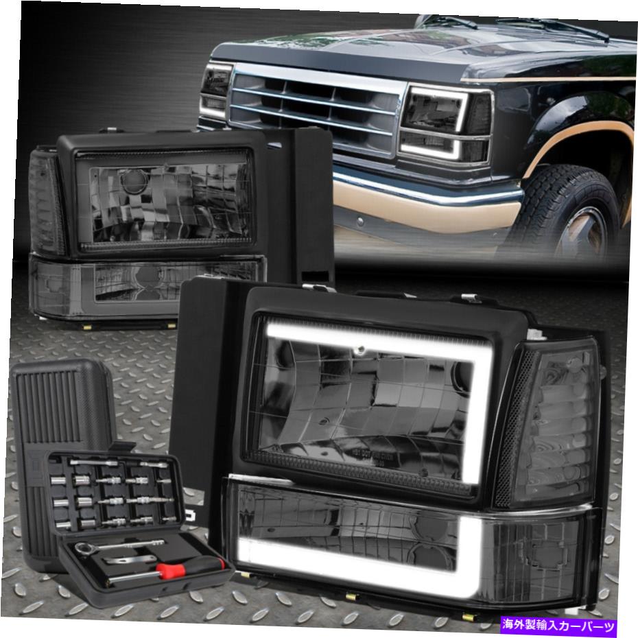 USヘッドライト 91-94フォードエクスプローラLED DRLヘッドライトBumper Lamp +ツールセット燻製/クリア FOR 91-94 FORD EXPLORER LED DRL HEADLIGHTS BUMPER LAMP+TOOL SET SMOKED/CLEAR【並行輸入品】