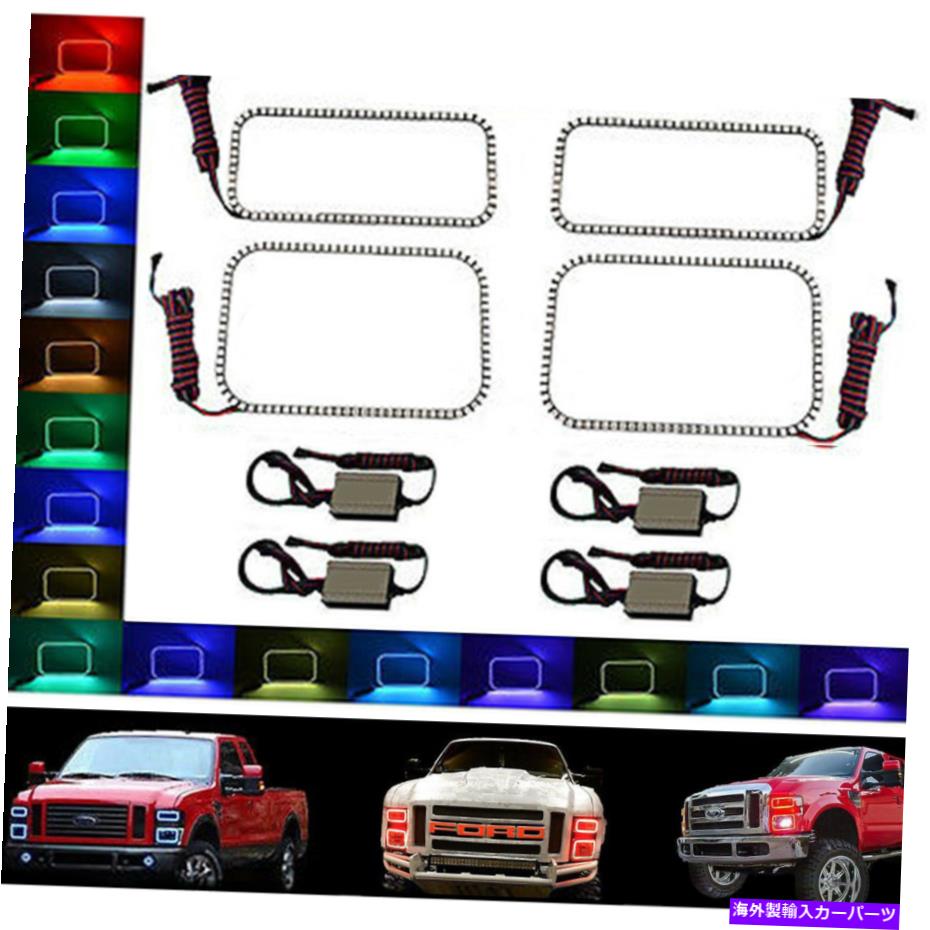 USヘッドライト 08-10フォードF-250マルチカラー変更シフトLED RGB SMDハローヘッドライトリングセット 08-10 Ford F-250 Multi-Color Changing Shift LED RGB SMD Halo Headlight Rings Set【並行輸入品】
