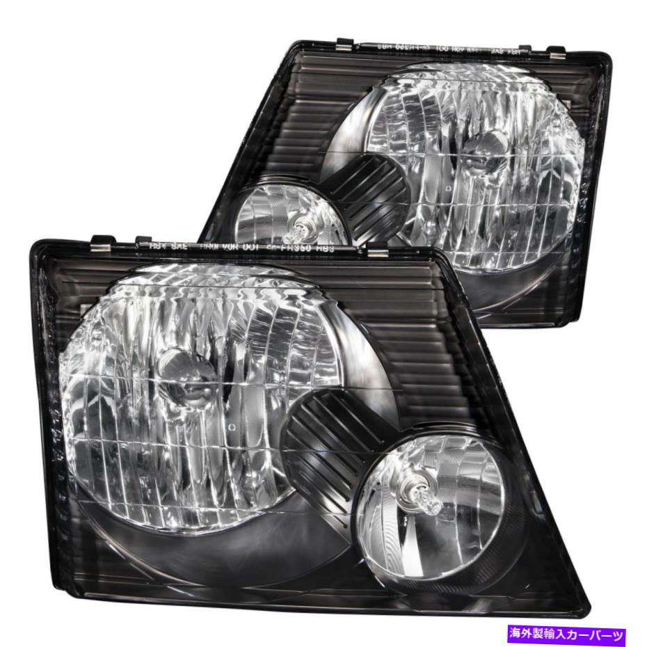 USヘッドライト Anzo 111058黒ハロゲン電球クリアレンズクリスタルヘッドライト02-05エクスプローラ Anzo 111058 Black Halogen Bulb Clear Lens Crystal Headlights for 02-05 Explorer【並行輸入品】