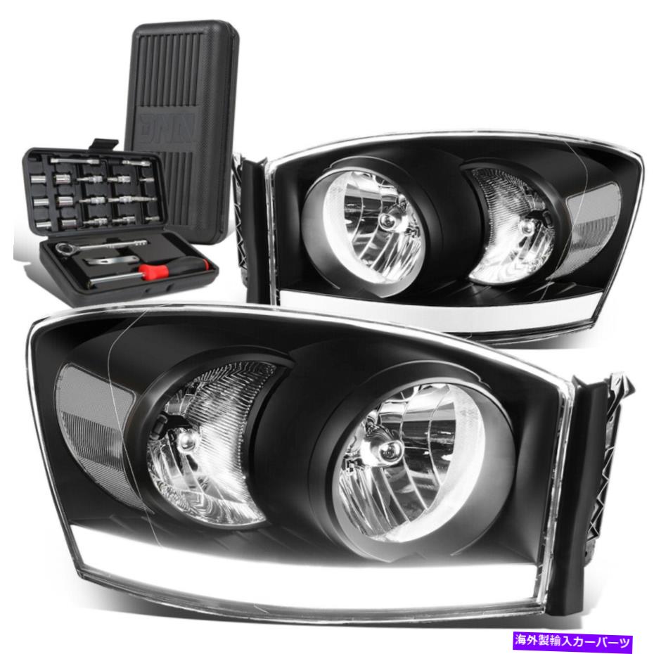 USヘッドライト 2006-2009 Dodge RAM 1500 LED DRLブラック/クリアターン信号ヘッドライト+ツールボックス For 2006-2009 Dodge Ram 1500 LED DRL Black/Clear Turn Signal Headlight+Tool Box【並行輸入品】