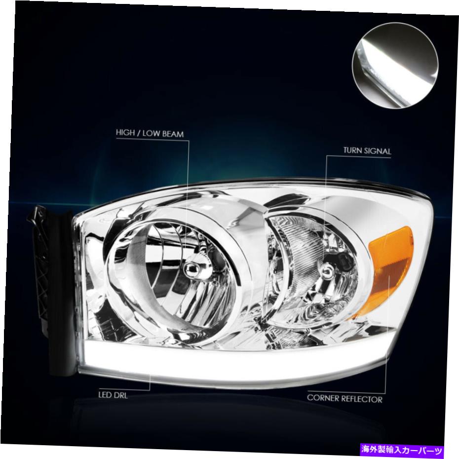 USヘッドライト 06-09ドッジRAMピックアップクロームハウジングのアンバーコーナーヘッドライト/ランプW / LED DRL For 06-09 Dodge RAM Pickup Chrome Housing Amber Corner Headlight/Lamp W/LED DRL【並行輸入品】|Us Custom Parts Shop USDM