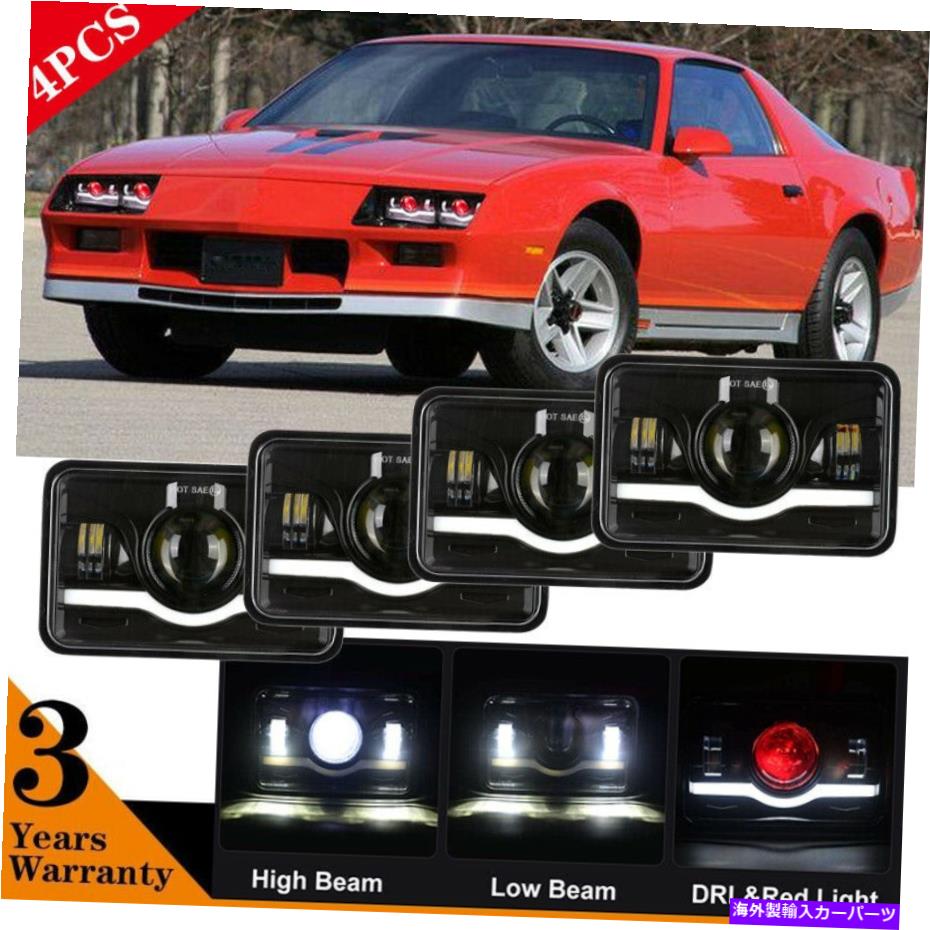 USヘッドライト 4ピース4×6インチプロジェクターLEDヘッドライトレッドデモンライトDRLはシボレーカー 4PCs 4x6 inch Projector LED Headlights Red Demon Light DRL for Chevrolet Car【並行輸入品】