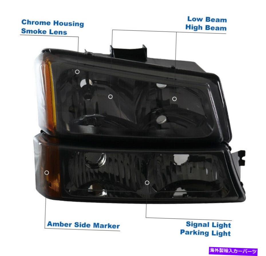 USヘッドライト 2003-2006 Silverado Avalancheスモーク/アンバーヘッドライト+ LED DRLランプ+ 6K HID For 2003-2006 Silverado Avalanche Smoke/Amber Headlights +LED DRL Lamps +6k HID【並行輸入品】