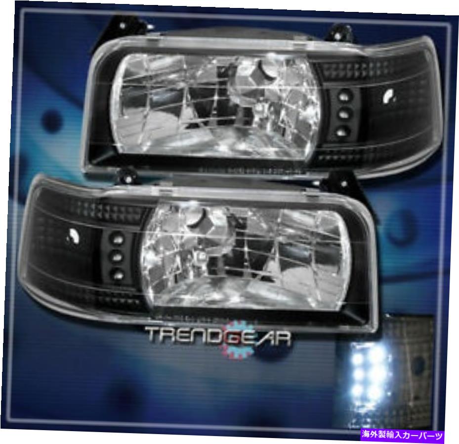 USヘッドライト 1992-1996フォードF150 F250 F350ブロンコLEDクリスタルヘッドライトブラック1993 1994 1995 1992-1996 FORD F150 F250 F350 BRONCO LED CRYSTAL HEADLIGHTS BLACK 1993 1994 1995【並行輸入品】｜Us Custom Parts Shop USDM