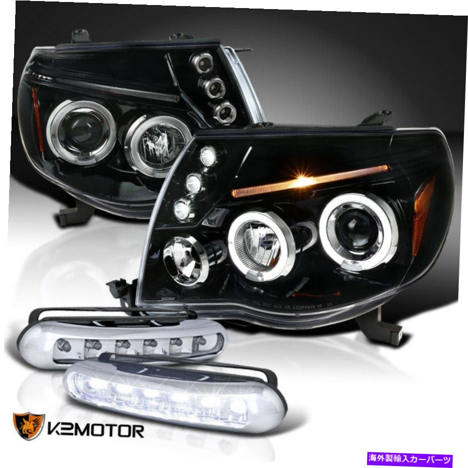 USヘッドライト 05-11 Tacoma Halo Rimプロジェクターヘッドライト+ LED駆動フォグランプのためのジェットブラック Jet Black For 05-11 Tacoma Halo Rim Projector Headlights + LED Driving Fog Lamps【並行輸入品】 45,080円