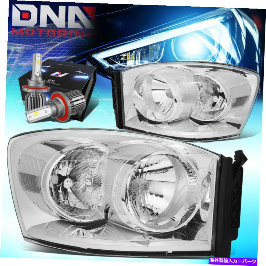 USヘッドライト 2006-2009 RAMトラック1500 2500 3500 3500ヘッドライトW / LEDキット+冷却ファンクロム FOR 2006-2009 RAM TRUCK 1500 2500 3500 HEADLIGHTS W/LED KIT+COOLING FAN CHROME【並行輸入品】