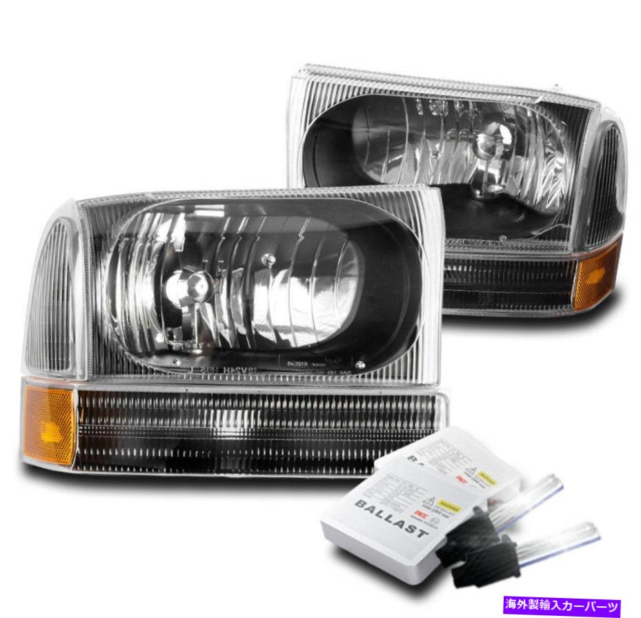 USヘッドライト 1999-2004フォードF250 F350 F550スーパーデューティの交換黒ヘッドライト+ 6K HIDセット 1999-2004 FORD F250 F350 F550 SUPER DUTY REPLACEMENT BLACK HEADLIGHTS+6K HID SET【並行輸入品】